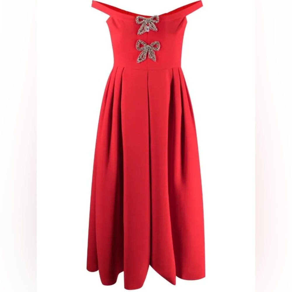 Self Portrait Red Dress with Diamond Bow